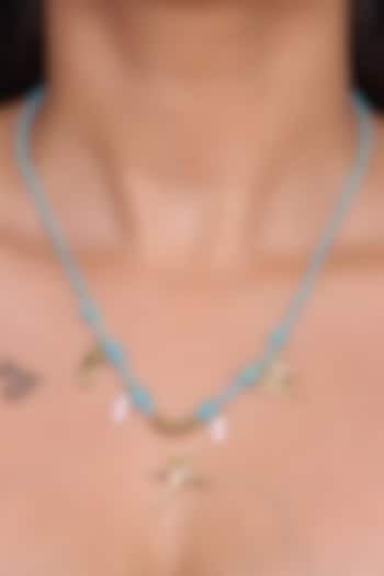 Gold Finish Blue Rope Chain Necklace by Virago Jewellery at Pernia's Pop Up Shop