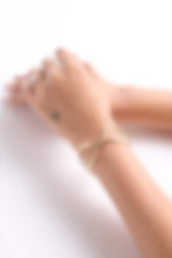 Gold Finish Wavy Sculpted Necklace by Virago Jewellery at Pernia's Pop Up Shop