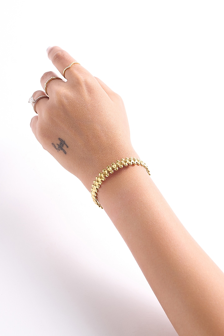 Gold Finish Zigzag Necklace by Virago Jewellery at Pernia's Pop Up Shop