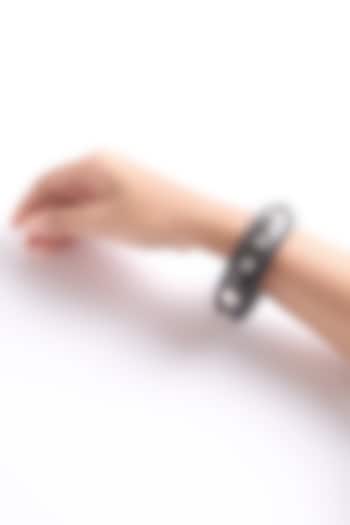 Silver Finish Black Wooden Handcrafted Bangle by Virago Jewellery at Pernia's Pop Up Shop