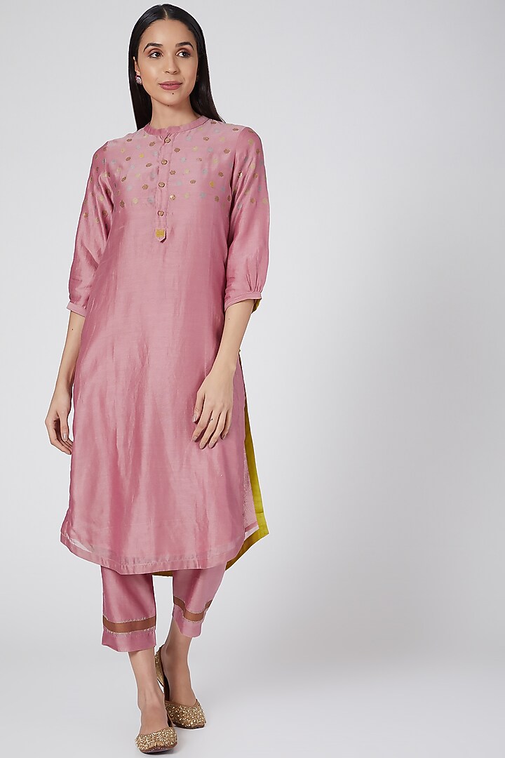 Pink Chikankari Embroidered Pants by Vineet Rahul at Pernia's Pop Up Shop