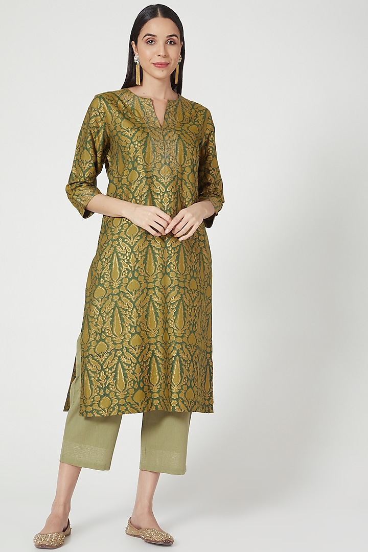 Green Cotton Printed Kurta Design by Vineet Rahul at Pernia's Pop Up ...