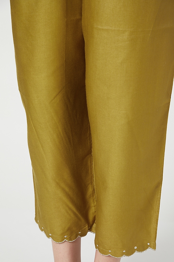 Green Embroidered Pants by Vineet Rahul at Pernia's Pop Up Shop