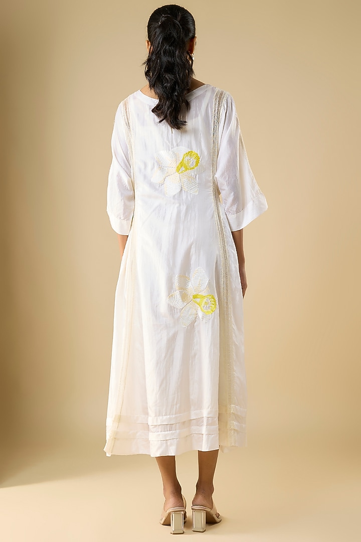Ivory Chanderi Vacation Dress With Inner by Vineet Rahul at Pernia's Pop Up Shop
