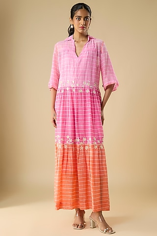 Multi-Colored Cotton Printed Dress With Inner by Vineet Rahul