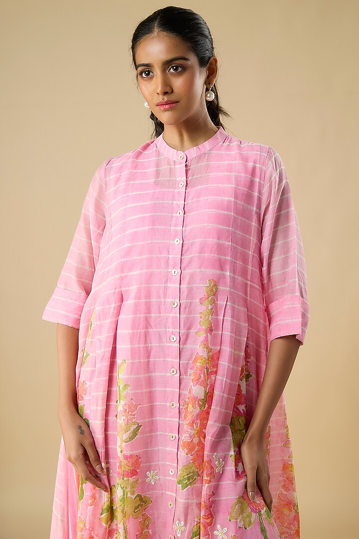 Pink Chanderi Vacation Dress With Inner by Vineet Rahul at Pernia's Pop Up Shop