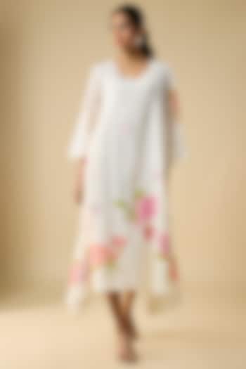 Off-White Chanderi Midi Vacation Dress With Inner by Vineet Rahul at Pernia's Pop Up Shop