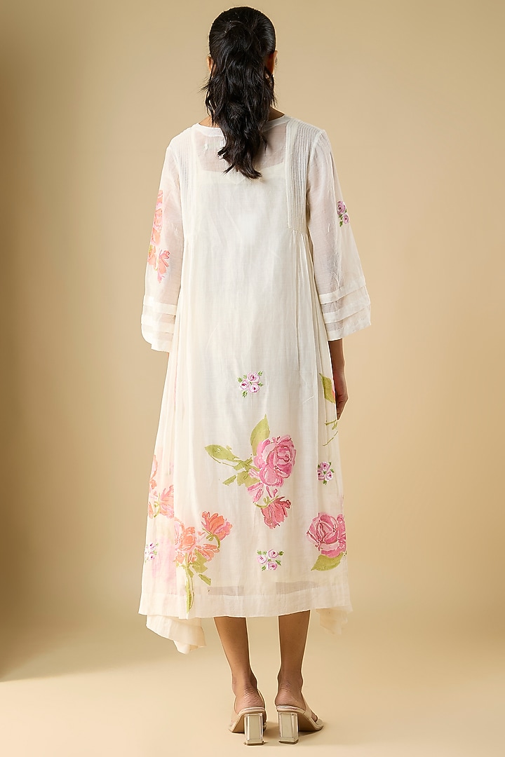 Off-White Chanderi Midi Vacation Dress With Inner by Vineet Rahul at Pernia's Pop Up Shop