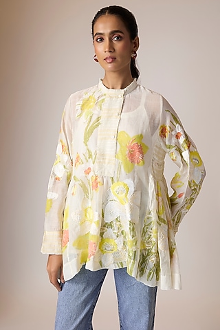 Off-White Cotton Top With Slip by Vineet Rahul