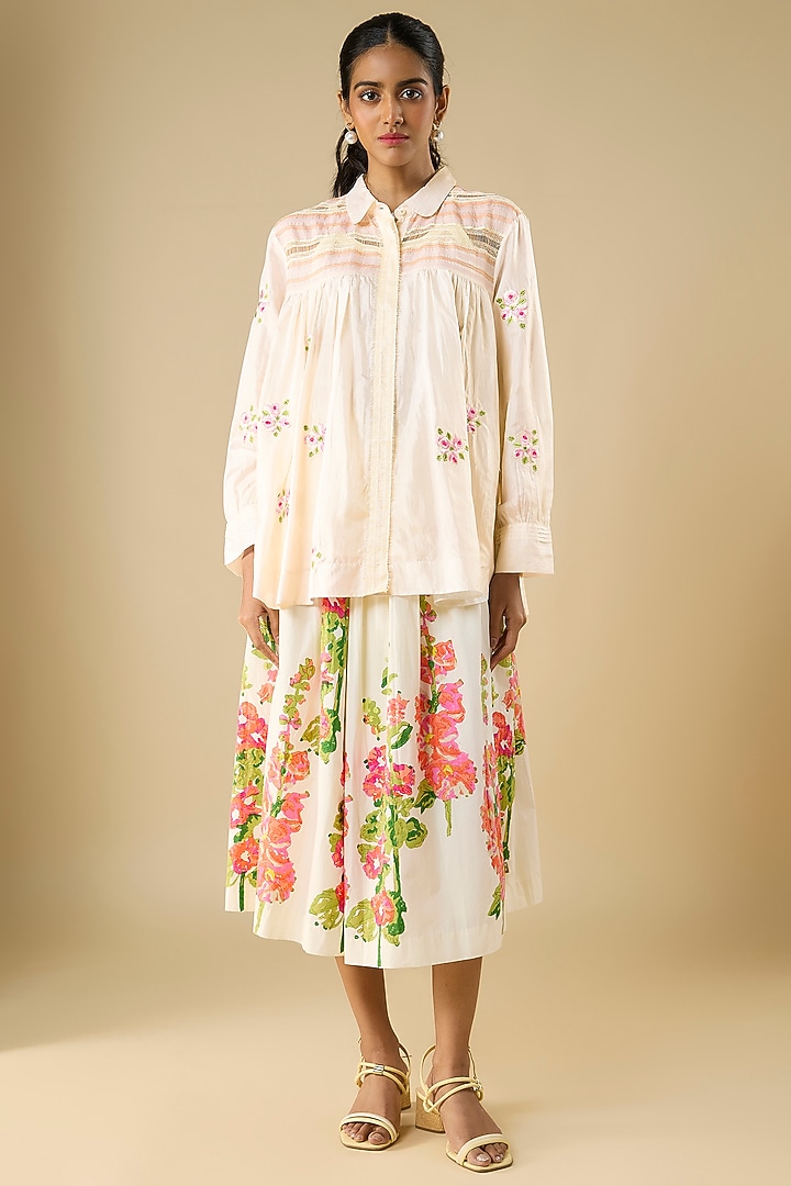 Off-White Cotton Top by Vineet Rahul at Pernia's Pop Up Shop