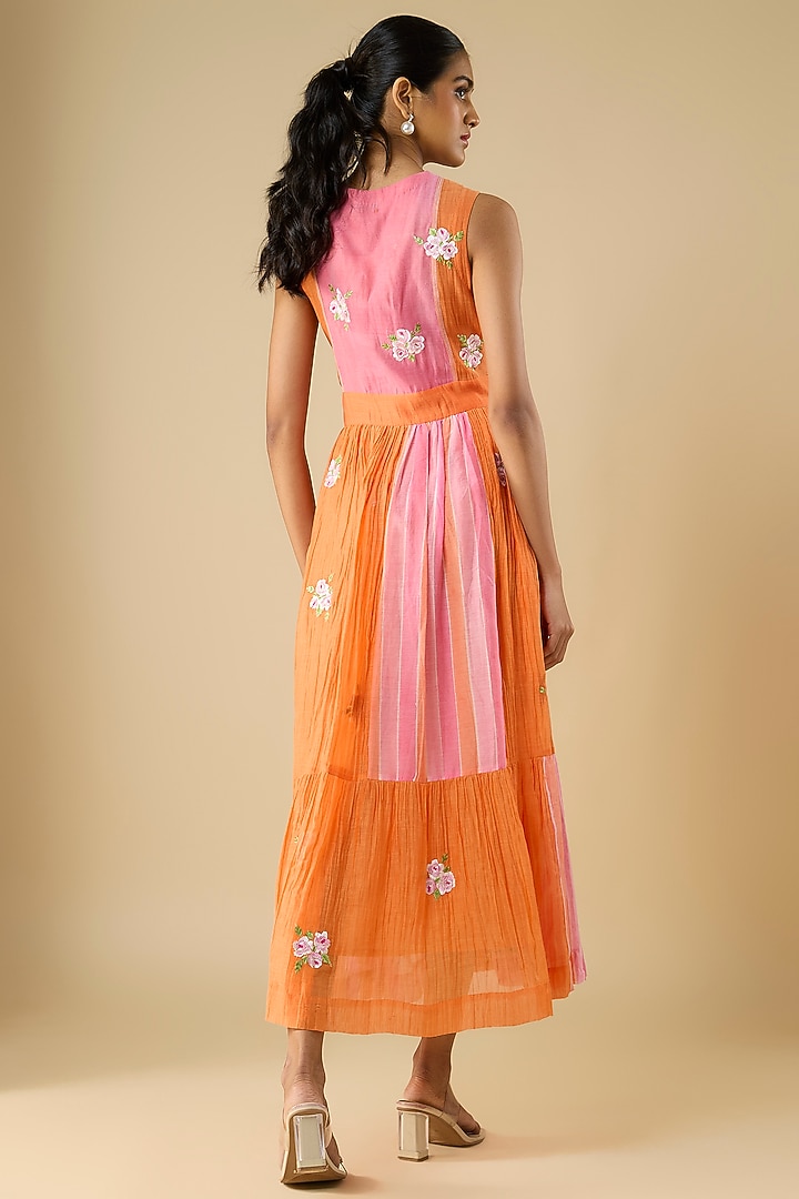 Orange Cotton Vacation Dress by Vineet Rahul at Pernia's Pop Up Shop