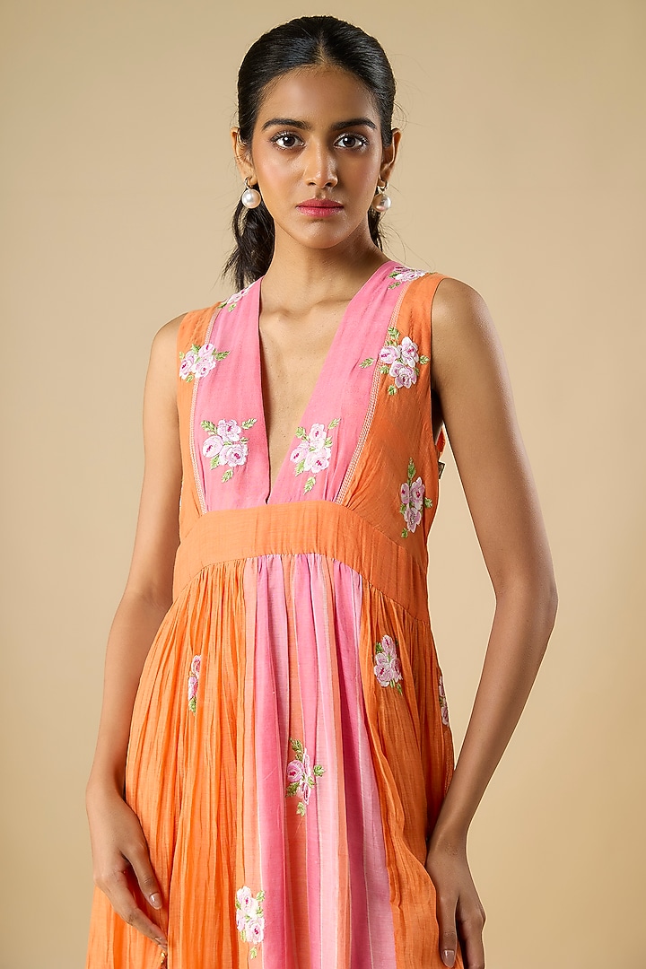 Orange Cotton Vacation Dress by Vineet Rahul at Pernia's Pop Up Shop