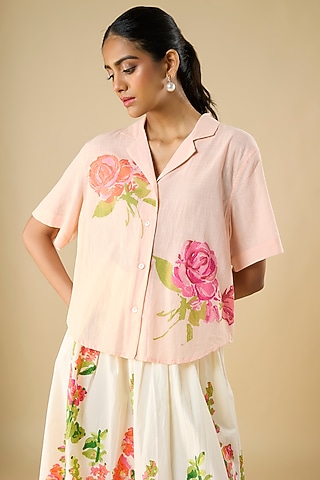 Pink Cotton Top by Vineet Rahul