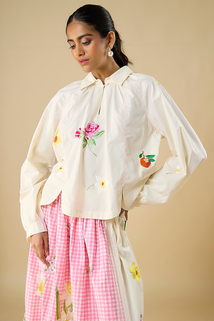 Ivory Cotton Top by Vineet Rahul at Pernia's Pop Up Shop