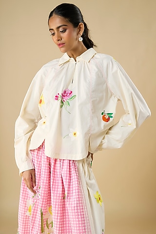 Ivory Cotton Top by Vineet Rahul