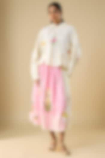 Pink Cotton Printed Skirt by Vineet Rahul at Pernia's Pop Up Shop