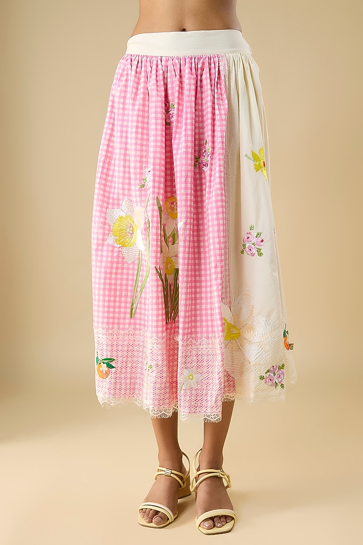 Pink Cotton Printed Skirt by Vineet Rahul at Pernia's Pop Up Shop