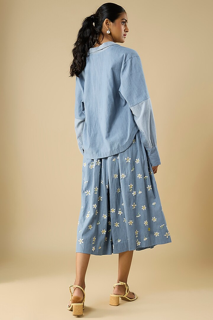 Blue Cotton Printed Skirt by Vineet Rahul at Pernia's Pop Up Shop