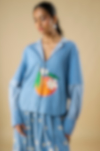 Blue Cotton Top by Vineet Rahul at Pernia's Pop Up Shop