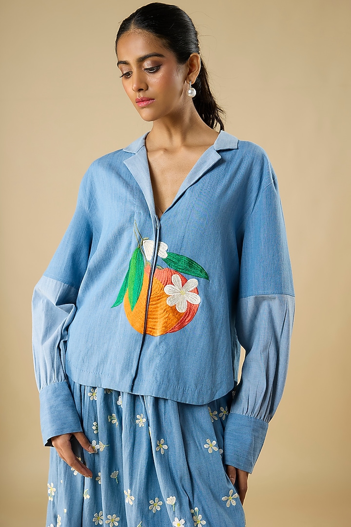 Blue Cotton Top by Vineet Rahul at Pernia's Pop Up Shop