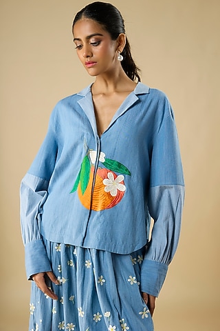 Blue Cotton Top by Vineet Rahul