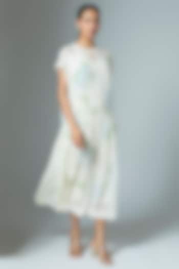 White Chanderi Midi Vacation Dress by Vineet Rahul at Pernia's Pop Up Shop