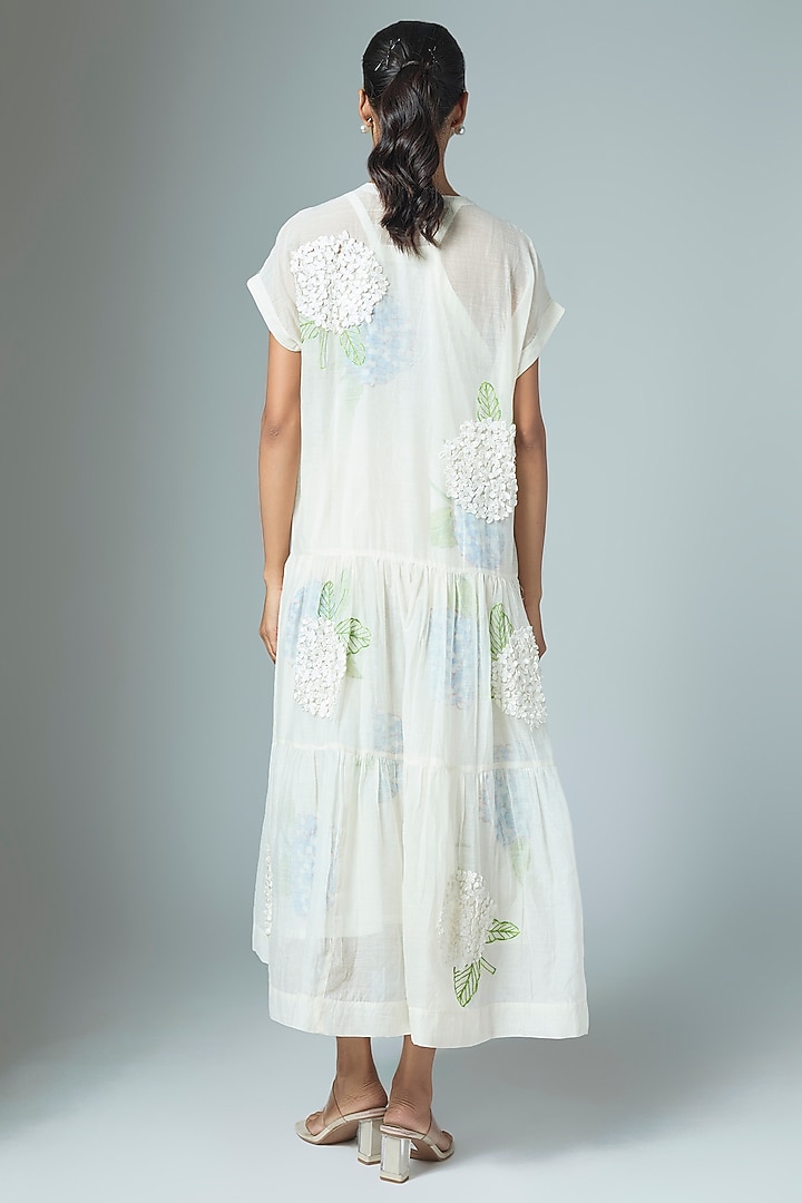 White Chanderi Midi Vacation Dress by Vineet Rahul at Pernia's Pop Up Shop