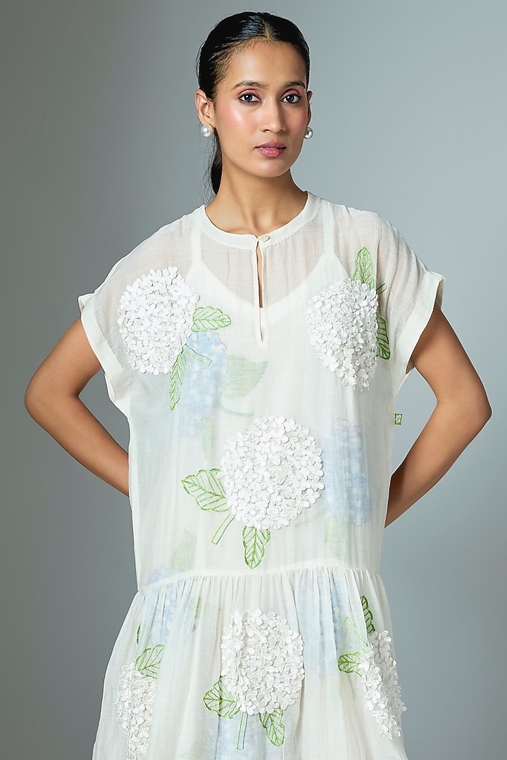 White Chanderi Midi Vacation Dress by Vineet Rahul at Pernia's Pop Up Shop