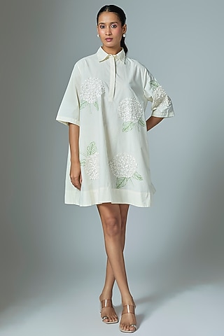 White Cotton Mini Dress by Vineet Rahul