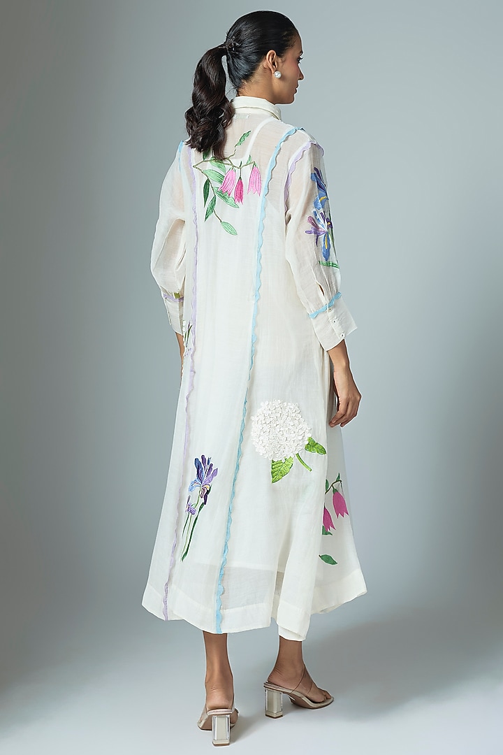 White Chanderi Midi Vacation Dress by Vineet Rahul at Pernia's Pop Up Shop