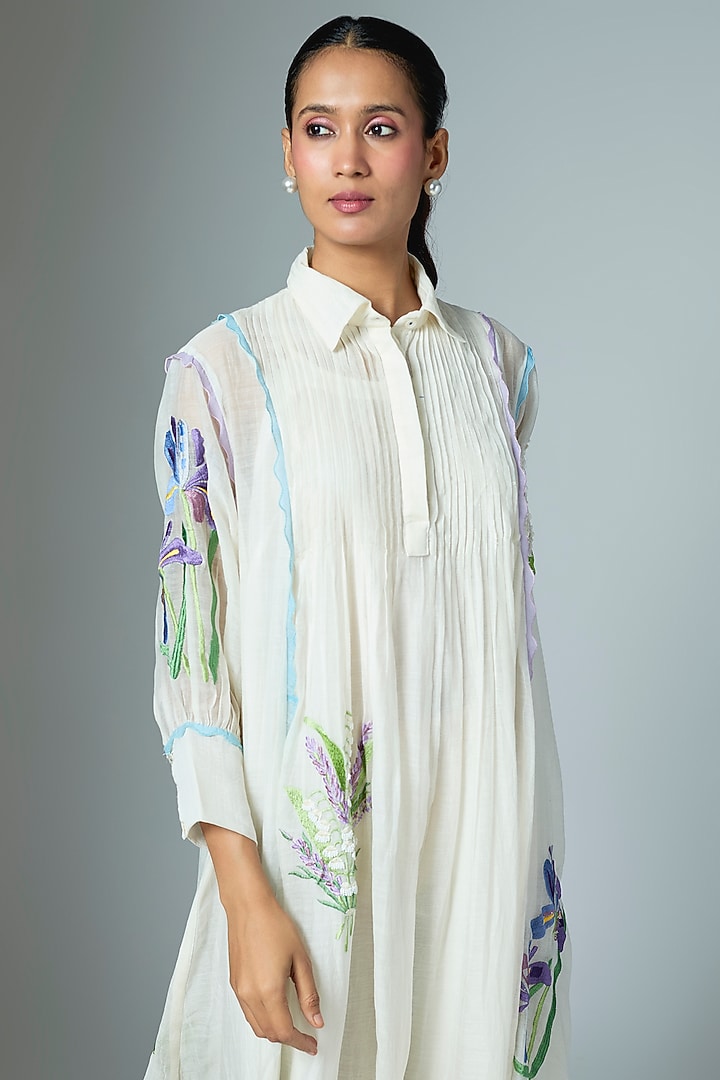 White Chanderi Midi Vacation Dress by Vineet Rahul at Pernia's Pop Up Shop