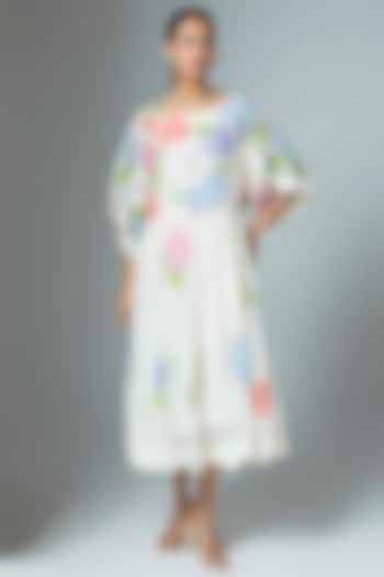 White Chanderi Midi Vacation Dress by Vineet Rahul at Pernia's Pop Up Shop