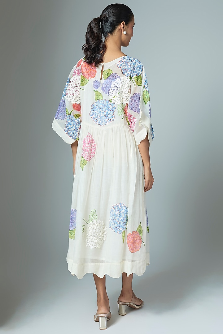 White Chanderi Midi Vacation Dress by Vineet Rahul at Pernia's Pop Up Shop