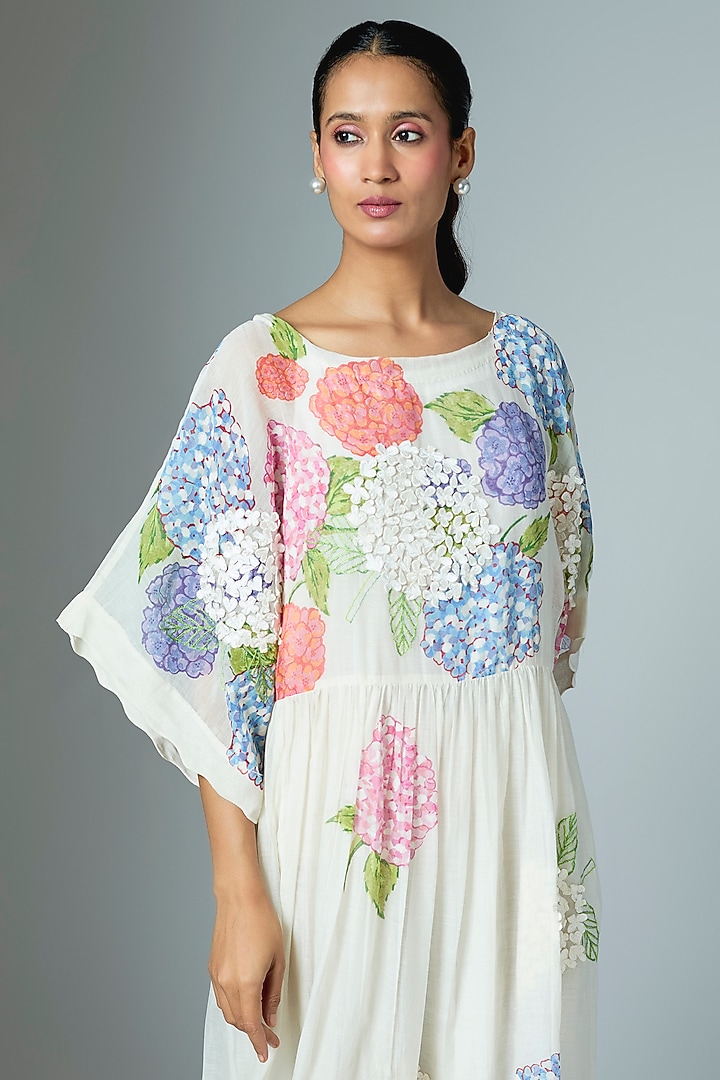 White Chanderi Midi Vacation Dress by Vineet Rahul at Pernia's Pop Up Shop