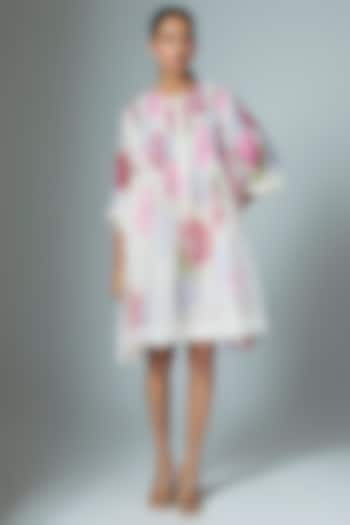White Chanderi & Organza Midi Vacation Dress by Vineet Rahul at Pernia's Pop Up Shop