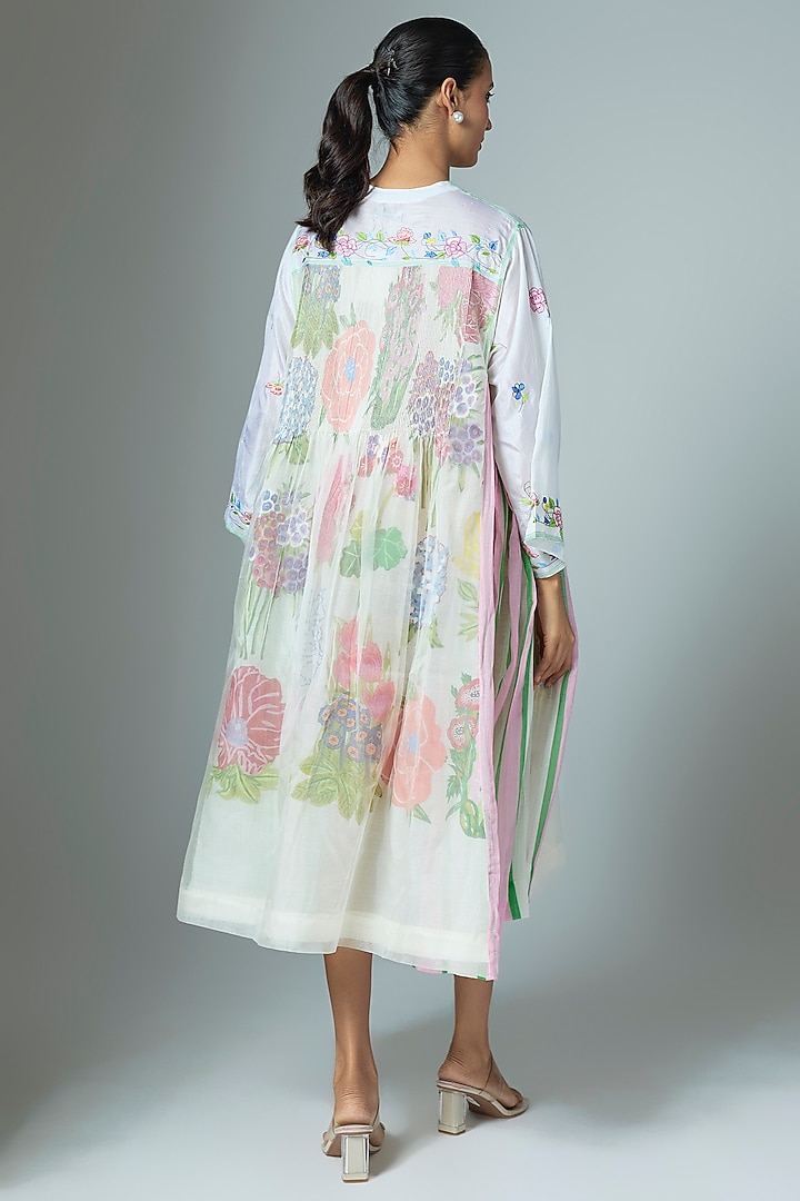 White Chanderi & Organza Midi Vacation Dress by Vineet Rahul at Pernia's Pop Up Shop