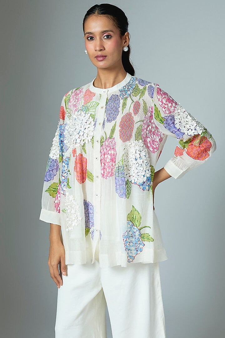 White Chanderi Top by Vineet Rahul at Pernia's Pop Up Shop