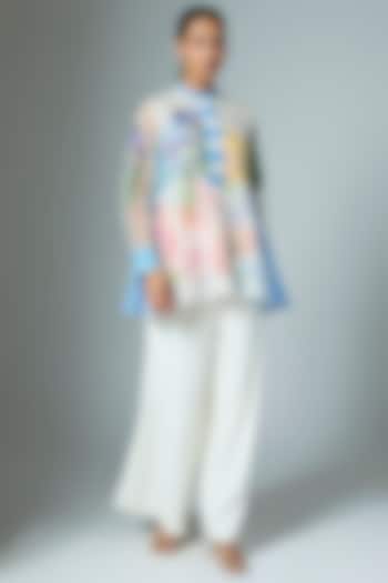 White Organza & Chanderi Top by Vineet Rahul at Pernia's Pop Up Shop
