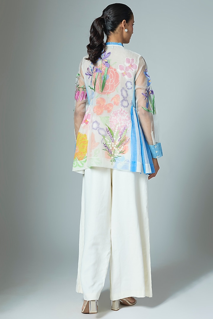 White Organza & Chanderi Top by Vineet Rahul at Pernia's Pop Up Shop