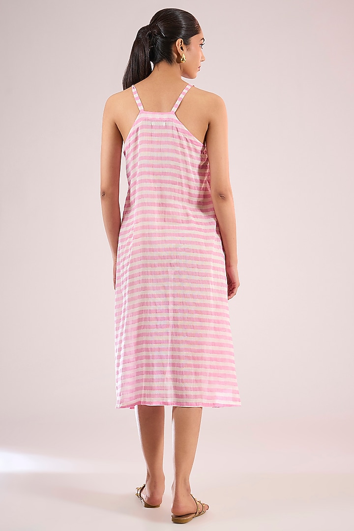 Pink Organza Floral Midi Vacation Dress by Vineet Rahul at Pernia's Pop Up Shop