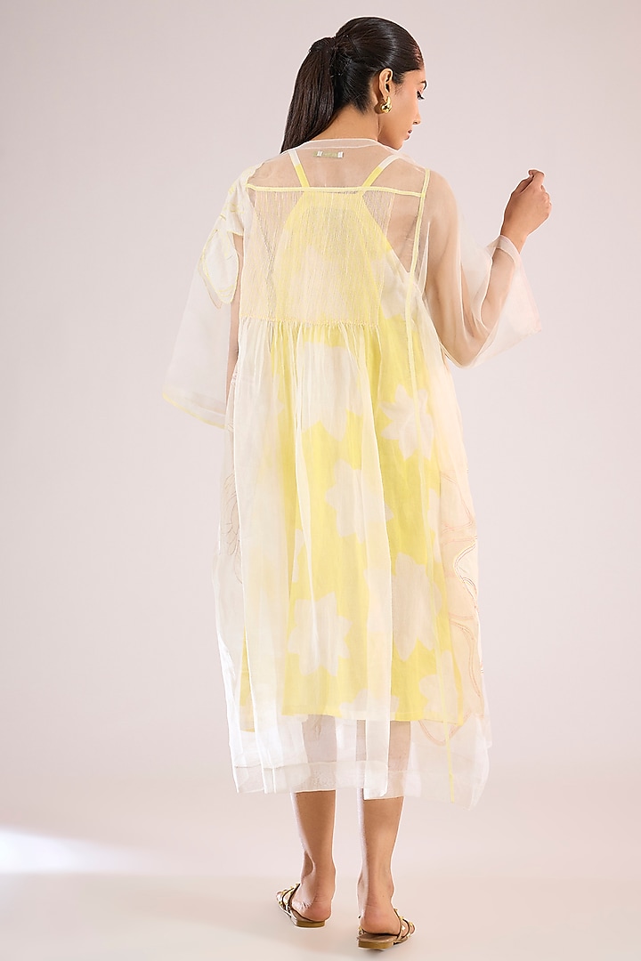 Ivory Organza Floral Midi Cocktail Dress by Vineet Rahul at Pernia's Pop Up Shop