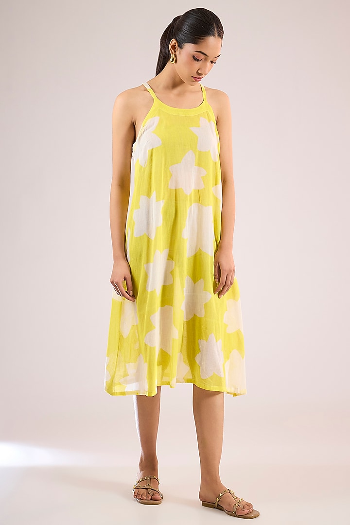 Ivory Organza Floral Midi Cocktail Dress by Vineet Rahul at Pernia's Pop Up Shop