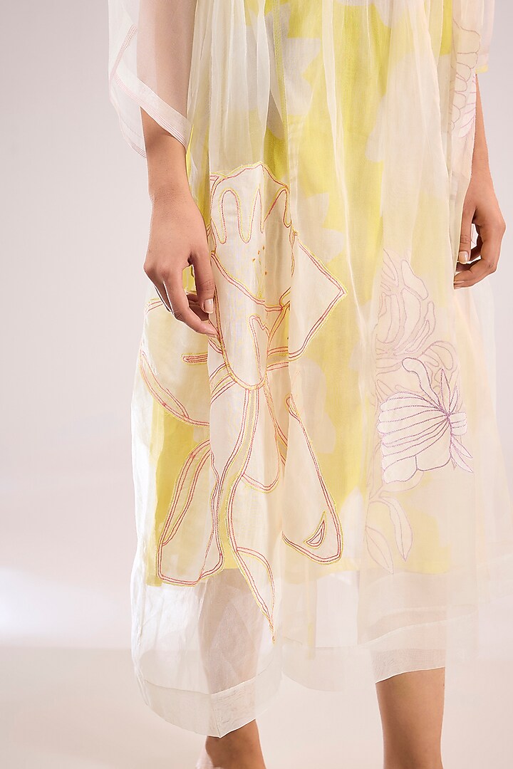 Ivory Organza Floral Midi Cocktail Dress by Vineet Rahul at Pernia's Pop Up Shop