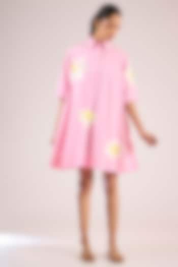 Pink Cotton Floral Mini Vacation Dress by Vineet Rahul at Pernia's Pop Up Shop