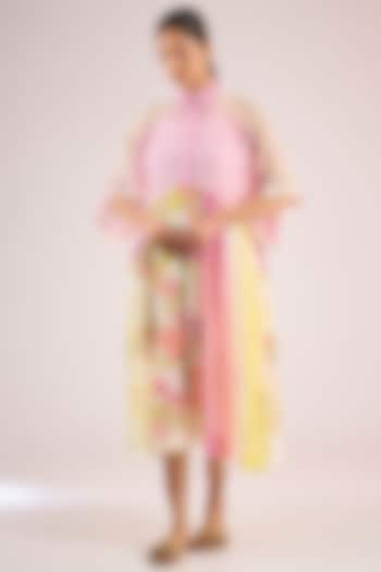 Ivory Chanderi Floral Midi Vacation Dress by Vineet Rahul at Pernia's Pop Up Shop