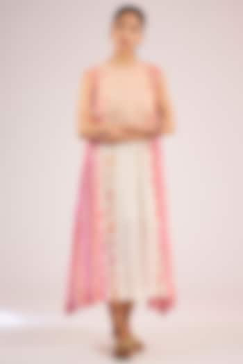 Ivory Chanderi Floral Midi Vacation Dress by Vineet Rahul at Pernia's Pop Up Shop