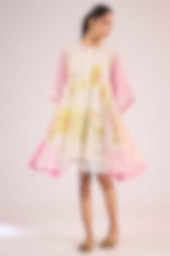 Ivory Chanderi Floral Vacation Dress by Vineet Rahul at Pernia's Pop Up Shop