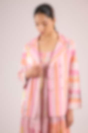 Pink Cotton Floral Jacket by Vineet Rahul at Pernia's Pop Up Shop