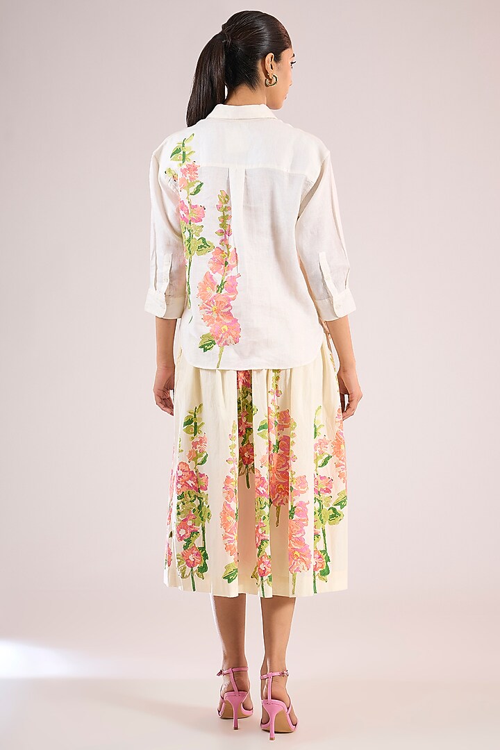 Ivory Cotton Floral Shirt by Vineet Rahul at Pernia's Pop Up Shop