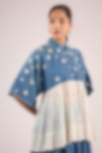 Blue Cotton Floral Top by Vineet Rahul at Pernia's Pop Up Shop